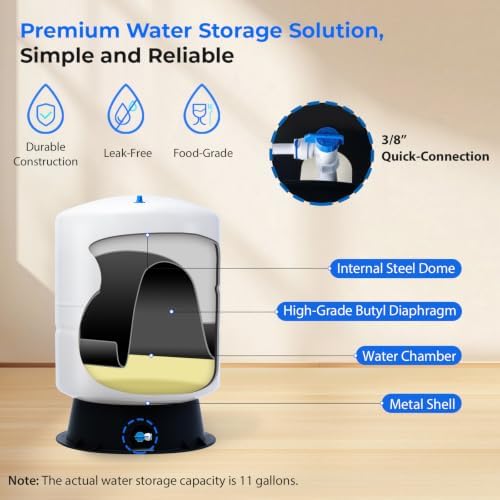iSpring T11M 11 Gallon Pre-Pressurized Water Storage Reverse Osmosis Systems ro Tank, White - Image 4