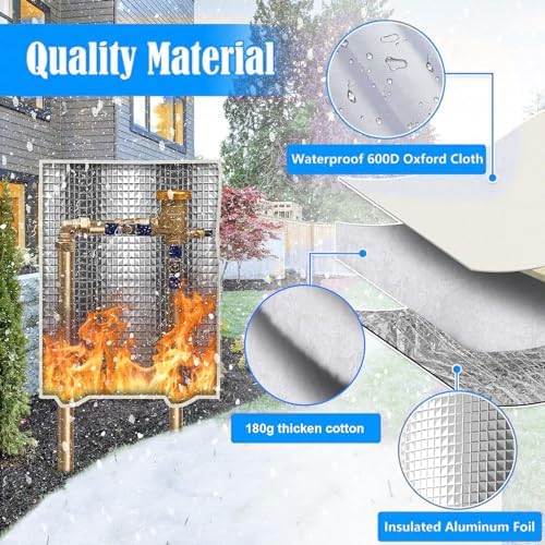 Joramoy Opening Backflow Preventer Pipe Insulation Cover,16" Wx20 H,Khaki - Image 5