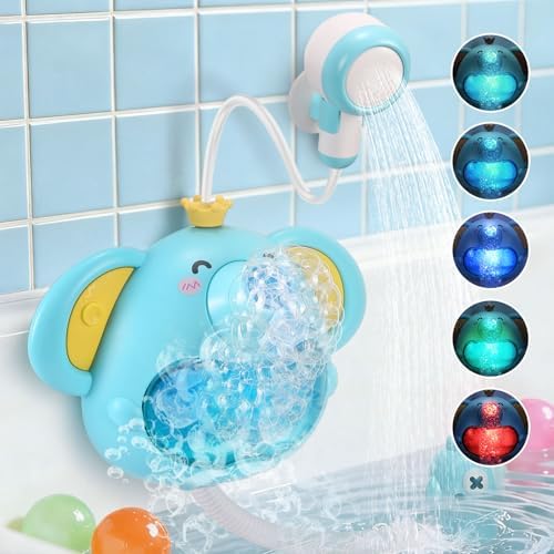 Bath Toys Light Up Elephant Baby Bubble Bath Toys 2 in 1Bath Bubble Machine with Baby Bath Shower Head for Kids Ages 1-3 4-8 Bath Bubble Maker with Colourful Light by Unknown