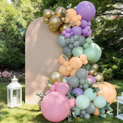 Fairy Balloon Arch Garland Kit, 125pcs Sage Green Pink Purple and Green Gold Spring Balloons for Girl Wonderland Fairy First Birthday Baby Shower Tea Party Wedding Wildflower Party Decorations - Image 3