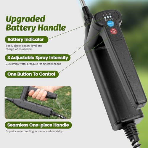 Battery Powered Sprayer Wand with 32.8FT Extended Hose, Electric Garden Sprayer with 3 Speeds & Battery Indicator, 4 Nozzles, 7.4V Portable Weed Sprayer for Lawn Care, Fertilizing, Watering - Image 3
