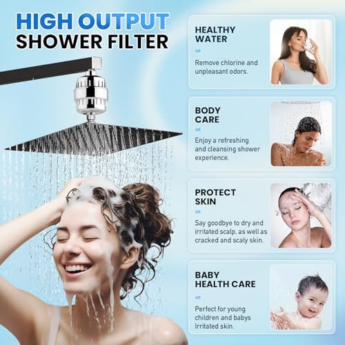 30 Stage Shower Filter, Shower Filter for Hard Water - High Output Shower Water Filter to Remove Chlorine Fluoride Heavy Metals, Improves the Condition of Your Skin, Hair and Nails - Image 2