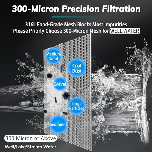 Spin Down Sediment Filters With Scraper, Well Water Filter System for House, Reusable Whole House Water Filter for Well Water, 300 Micron, 1" MNPT + 3/4" FNPT + 3/4"MNPT, BPA Free - Image 2