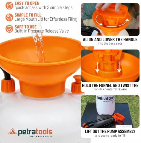 PetraTools HD101 Garden Pump Sprayer, 52-in Long Hose & 2 Nozzles, 1 Gallon - Image 3