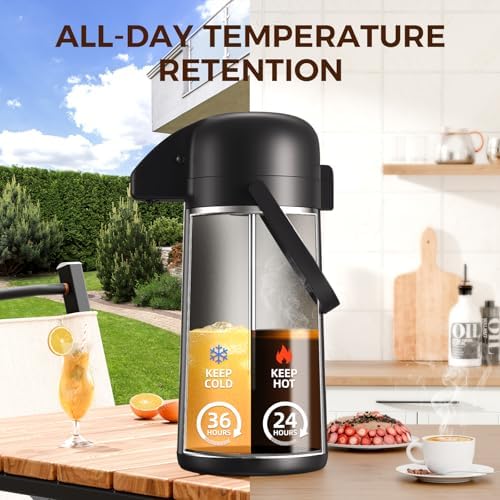 Coffee Carafe for Keeping Hot, 85OZ Airpot Coffee Dispenser with Pump - Image 4