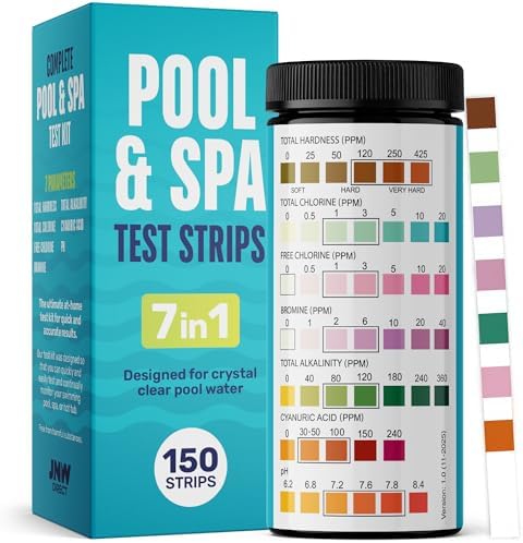 JNW Direct Pool Test Strips for Pools and Spas - 7 in 1 Water Test 150 Pack by JNWDirect