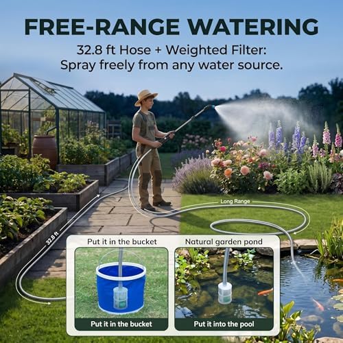 Rechargeable Cordless Pump Sprayer, Electric Watering Wand with 32.8FT Hose 6 Spray Modes Telescopic Wand, Battery Powered Sprayer for Garden Lawn Indoor Outdoor Plant Fertilizer Weed Cleaning - Image 7