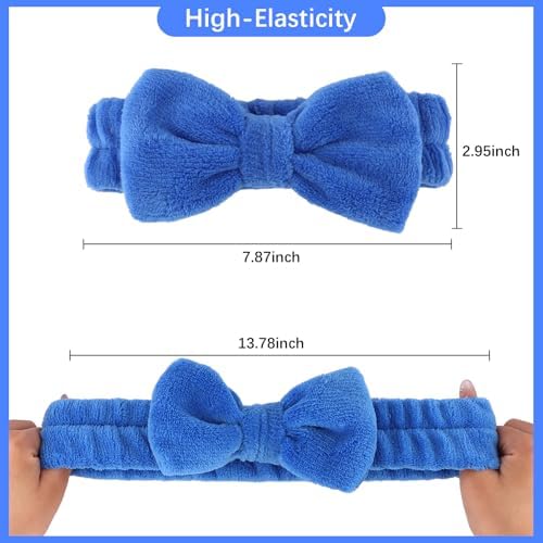 Ondder 8 PCS Headbands for Women, Royal Blue Bow Spa Headband, Cute Non Slip Makeup Headbands for Face Washing Skincare Daily Wear - Image 2