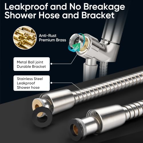 Cobbe 8-Setting Handheld Shower Head, Water-Saving Design, Brushed Nickel - Image 6
