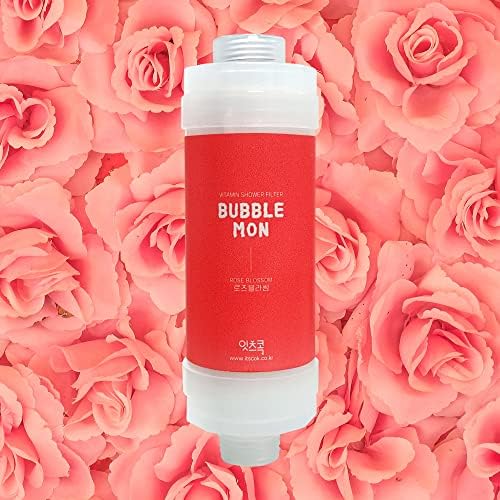 [Suitable for Any Shower Head] BUBBLEMON Vitamin C Shower Filter,Rose Scent,Made in Korea,Hard Water Softer,Chlorine Reduction,Aroma Therapy,Shower Head Filter for Skin and Hair,Easy Installation by MymiBlueBlue