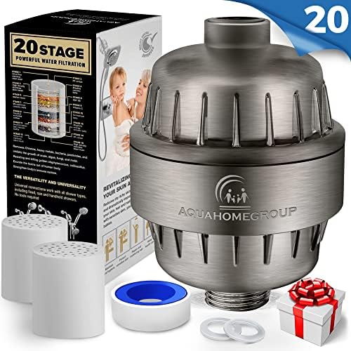 AquaHomeGroup 20-Stage Shower Filter with Vitamin C and E, Brushed Nickel - Image 2