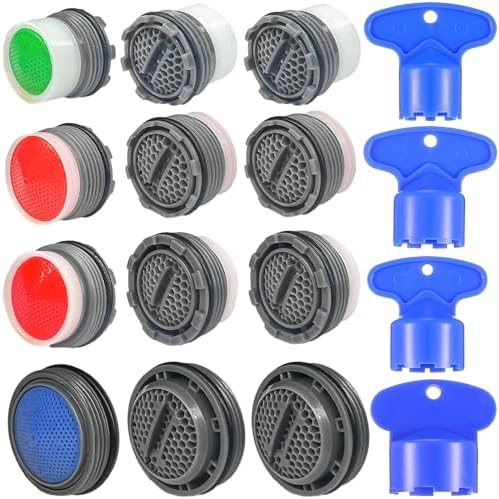 BOETOADG 12PCS Faucet Aerator 4sizes Faucet Aerator Key Removal Wrench Aerator Replacement Inserts for Sink M16.5 18.5 21.5 24 Mm Tap Aerators Flow Restrictor For Kitchen and Bathroom by BOETOADG