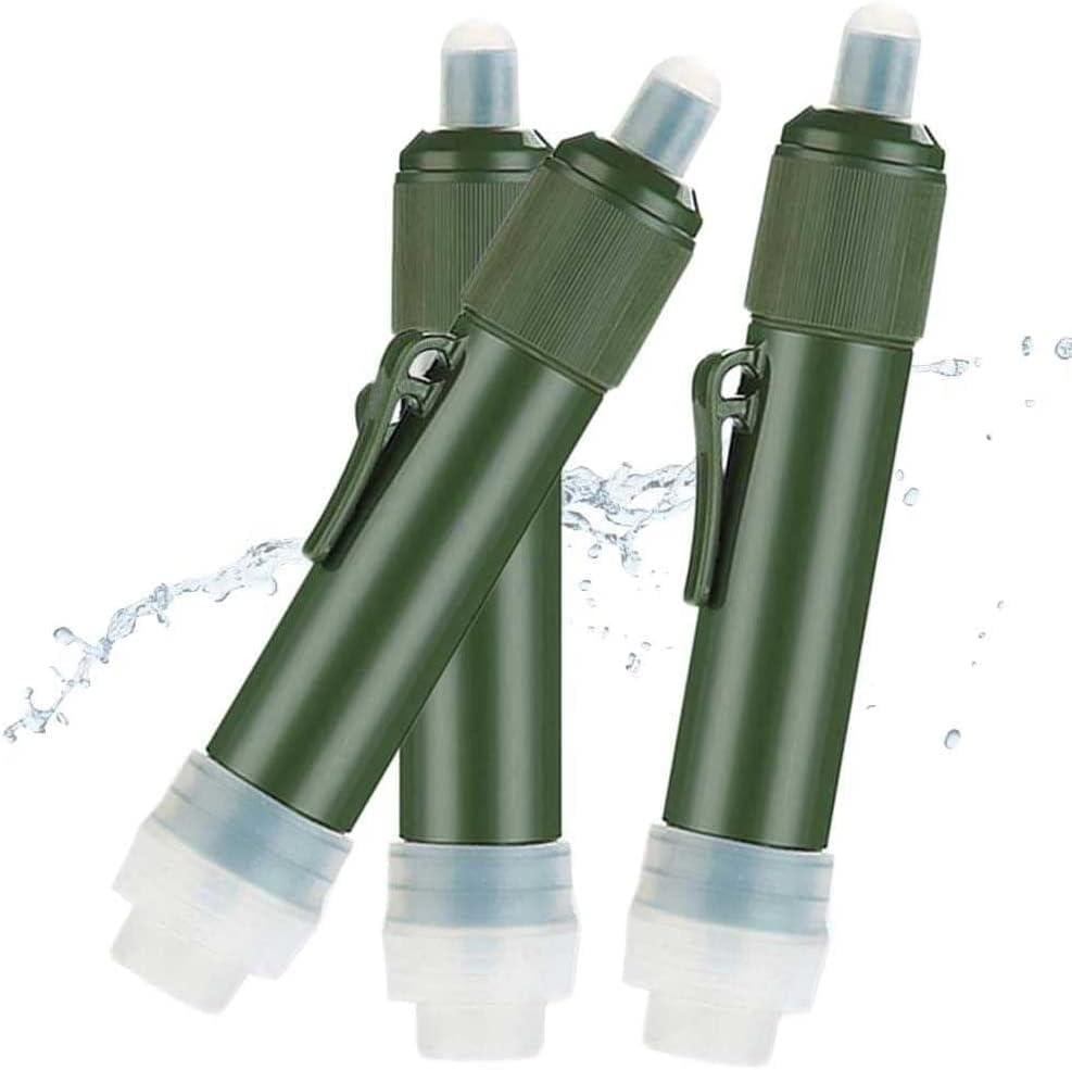 RYTM 3-PC Mini Water Purifier Survival Gear Can Filter 3000l Water 4-Stage Filtration Personal Water Filtration Straw, for Hiking, Camping, Travel by Unknown