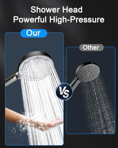 High Pressure Shower Head, Stick-on Low Mount Wall Bracket, Grey - Image 2