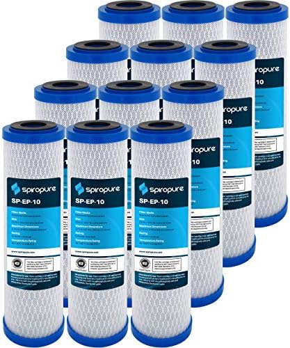 SpiroPure SP-EP-10 10x2.5 Carbon Block Water Filter EP-10 CB-25-1005 (12PK) by SpiroPure
