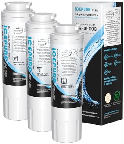 ICEPURE PLUS UKF8001 NSF/ANSI 53 & 42 Certified Refrigerator Water Filter, Remove Lead, Replacement for Whirlpool Filter 4, Everydrop EDR4RXD1, Maytag UKF8001AXX-200 UKF8001AXX-750 9084 4396395, 3PACK by ICEPURE