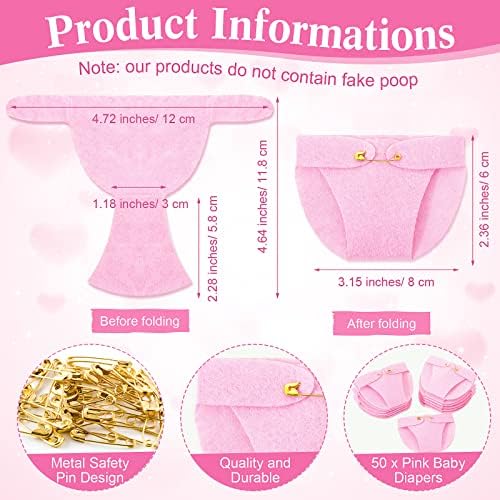 Roowest 51 Pcs Dirty Diaper Baby Shower Games, Boho Pink - Image 3