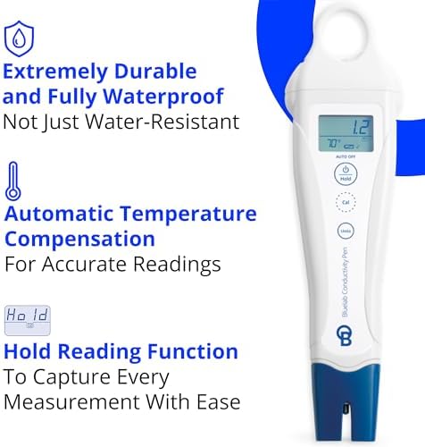 Bluelab PENCON Conductivity Pen and Digital TDS Meter, Water Tester for Temperature and Nutrient (CF, EC, PPM 500, PPM 700), TDS Testing Kit for Hydroponic System and Indoor Plant Grow - Image 6