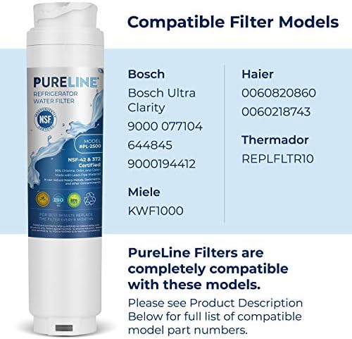Pureline 9000 077104 UltraClarity REPLFLTR10 Water Filter Replacement for Bosch Ultra Clarity 9000194412, 644845, B26FT70SNS, B22CS80SNS, B22CS50SNS, Haier 0060820860, Miele KWF1000 (3 Pack) - Image 3