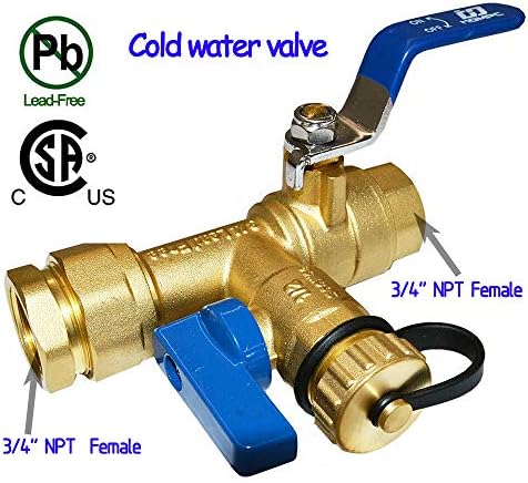 HQMPC Tankless Water Heater Isolation Valves Tankless Water Heater Flush Kit Tankless Valve Kit 3/4" NPT, Including 1 Valve For Hot water,1 Valve For Cold Water, 1 Pressure Relief Valve - Image 3