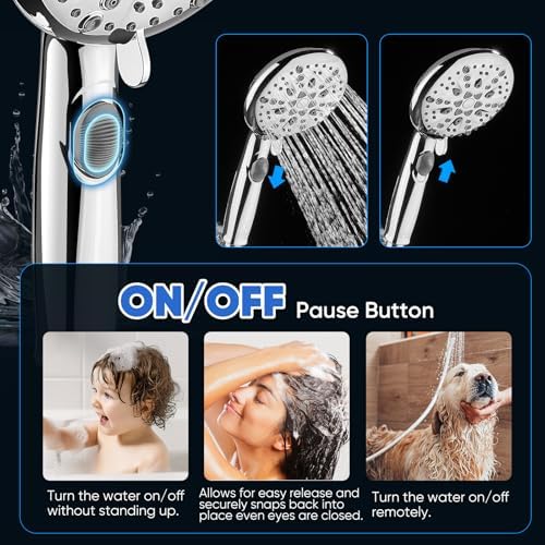 Cobbe 9 Spray Modes Handheld Shower Head, Water-Saving, Chrome - Image 3
