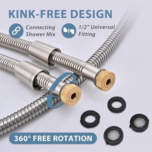 59 Inches 304 Stainless Steel Brushed Nickel Shower Hose Extra Long - Image 2