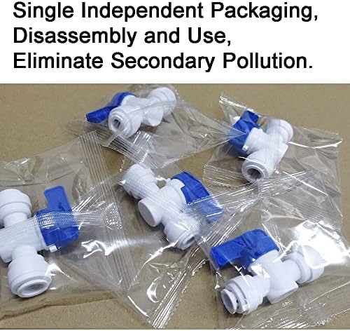 Food-Grade Quick Connector Push-In Tube Fitting,1/4" to 5/16" O.D. Reducing Tube Shut off Ball Valve for Reverse Osmosis Water Filter Purifier (Pack of 5) - Image 5