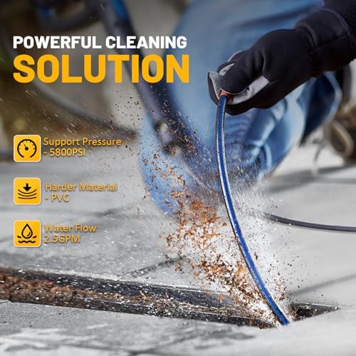 Sewer Jetter Kit for Pressure Washer 50ft, 1/4 Inch NPT, 5800PSI - Image 4