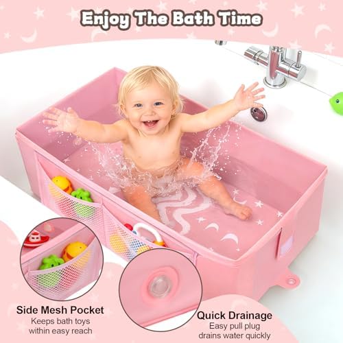 Collapsible Baby Bathtub with Toy Net, Portable Bathtub for Baby Shower - Image 7