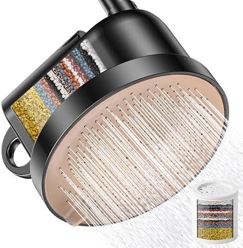 NSF Certified Filtered Shower Head - 5 Settings High Pressure Rain Shower Head with Filter for Hard Water Softener - Easy Install & Replace - Bathroom Showerhead to Remove Chlorine & Heavy Metals by MakeFit