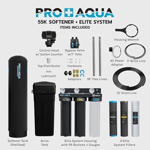 PRO+AQUA Elite Whole House Water Filtration System + 55,000 Grain Water Softener Bundle | PRO-E-S55E | Well Water Filtration for 5–7 Person Homes - Image 2