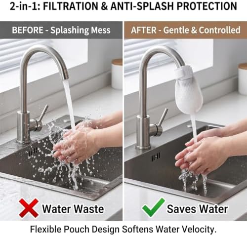 50pcs Universal Faucet Filter Bags, Non-Woven Splash-Proof Sleeves for Kitchen and Bathroom Sinks, Removing Limescale and Sand, Fits Taps with Diameter Within 2.5 cm - Image 5