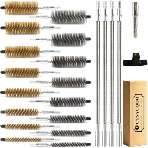 Drill-Powered Pipe Cleaning Brush Set with Brass & Stainless Steel Bristles by Ctsyuqoo