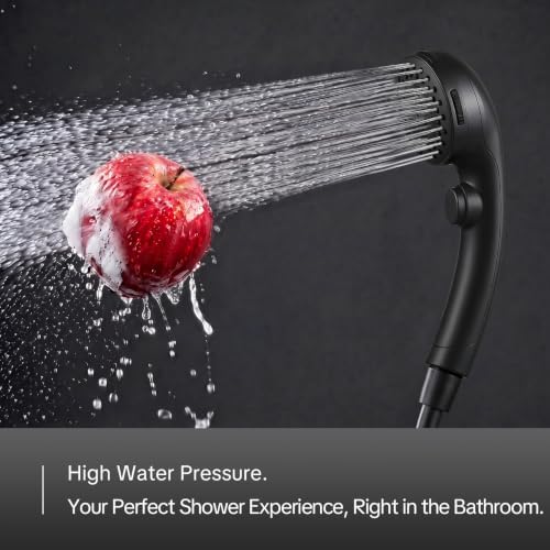 OFFO Shower Head with Handheld, 5 Mode Handheld Shower Head with On Off Switch for Water Saving, High Flow Powerful Boosting Showerheads with 60" PVC Hose & Holder, Matte Black - Image 4