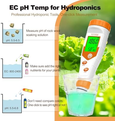 Hydroponics EC pH Tester, Simultaneous Display pH ppm for Reservoir Water - Image 3