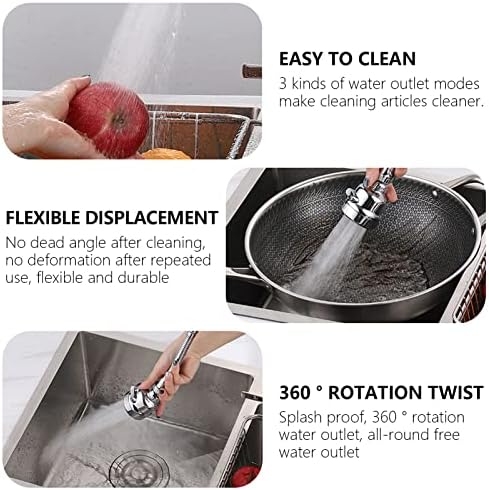 3 Pieces Kitchen Tap Head Fucet Aerator, 360 Degree Rotatable 3 Mode Adjustable Faucet Extender Kitchen Faucet Head Replacement for Bathroom Kitchen - Image 6
