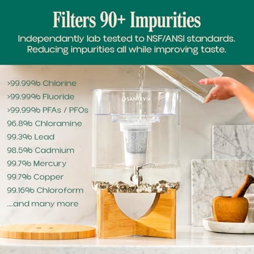 Santevia Glass Water Filtration System – Countertop Filter for Fluoride & Chlorine Removal | Adds Minerals, Balances pH | Home Water Purifier | Fluoride Filter | Alkaline - Image 6