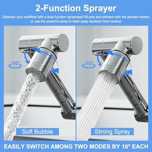 1440° swivel faucet extender, sink faucet aerator extender, swivel extendable filter, with 2 modes splash guard multi-functional universal mechanical arm suitable for kitchen/bathroom/toddlers - Image 6