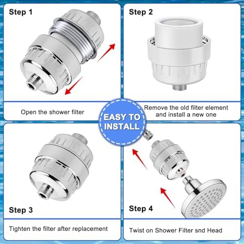 4 Pack 20 Stage Shower Filter Replacement Cartridge Filter with Vitamin C Shower Head Replacement for Hard Water by Sikawai - Image 7