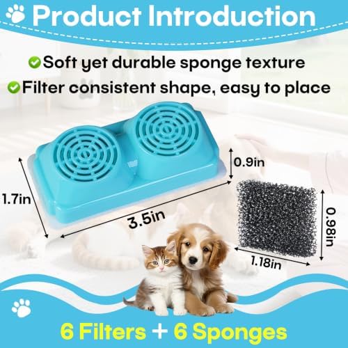 6-Pack Pet Water Fountain Filter Compatible with Emdoro Pet Water Fountains - Image 2