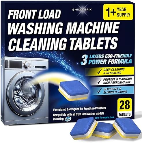 Washing Machine Cleaner Descaler, 28 Pack, Designed for Front Loader Washer by SHIMMERIX