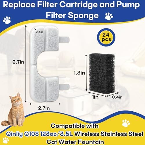 24 Packs Replacement Filters Compatible with Qinliy Q108 Cat Water Fountain - Image 2
