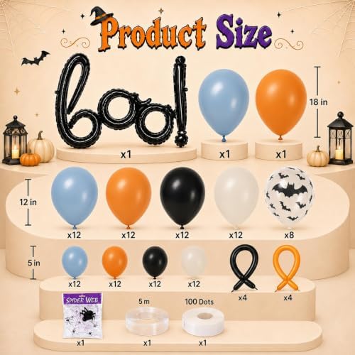 Halloween Balloon Garland Arch Kit Blue Spooky One 1st Birthday Decorations - Image 2