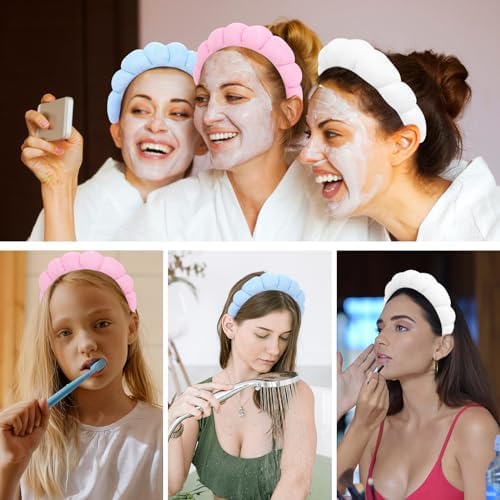 3 Pack Spa Headbands - Terry Cloth Puffy Hair Bands for Skincare, Makeup Removal, and Face Washing - Image 6