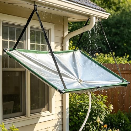 Rain Water Collector Tarp,Hanging Rain Water Collector with 1m Drain Hose - Image 7