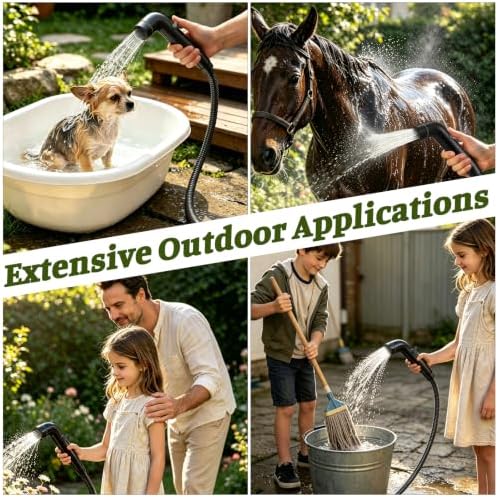 Dog Shower Attachment for Outdoor Pet Washing, High Pressure Hand Sprayer with ON/OFF Switch, 100 Inches Stainless Steel Hose, 3/4 GHT Female Connector, Black - Image 6