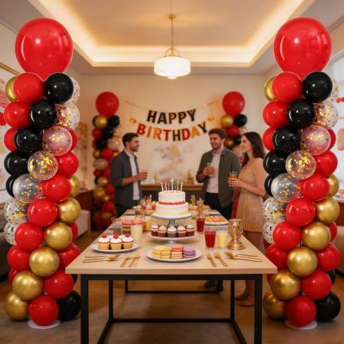 Red and Black Gold Balloon Column Stand Kit Set of 2 for Floor - Image 7