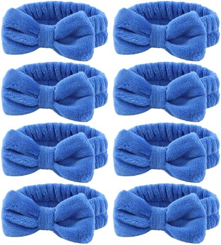 Ondder 8 PCS Headbands for Women, Royal Blue Bow Spa Headband, Cute Non Slip Makeup Headbands for Face Washing Skincare Daily Wear by Ondder