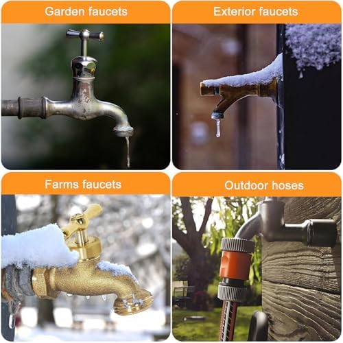 2 Pcs Outdoor Faucet Freeze Protector, Brass Spigot Covers with Tape - Image 5