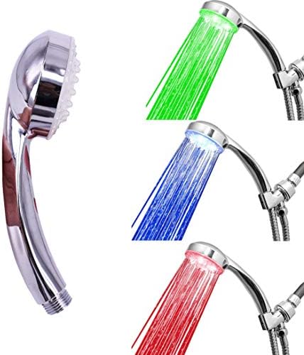 3-Color Temperature Sensitive Gradient LED Shower Head Showerheads Light Water Stream Color Changing Shower Head For Kitchen and Bathroom Baby Safty by Dogxiong